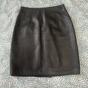 Cache Black Leather Skirt